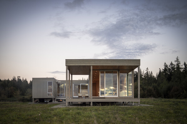 The cabin was built using a pin foundation system, which elevates the structure above the ground and offers far less site disturbance than traditional concrete foundation systems.