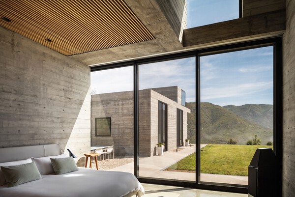 The ceilings of the interior are all clad in wood